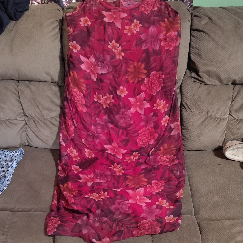Floral Tank Dress in Red and Pinks